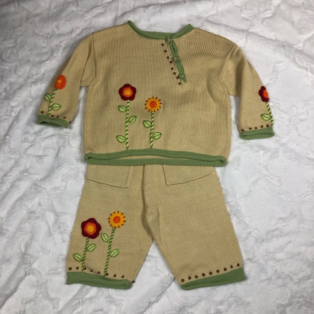 Zackali 4 Kids Red Flowers Knit Outfit size 3/4 - Picture 2 of 13